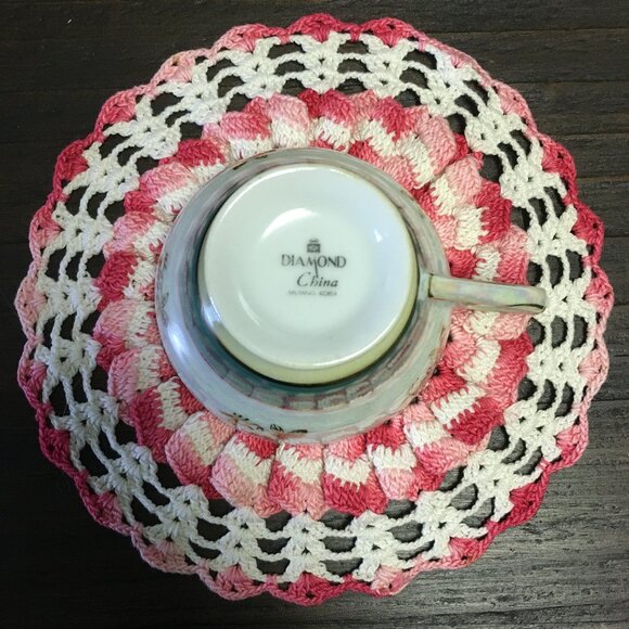 Diamond Iridescent Opalescent Korean Fine China Porcelain Teacup & Saucer - Picture 11 of 11